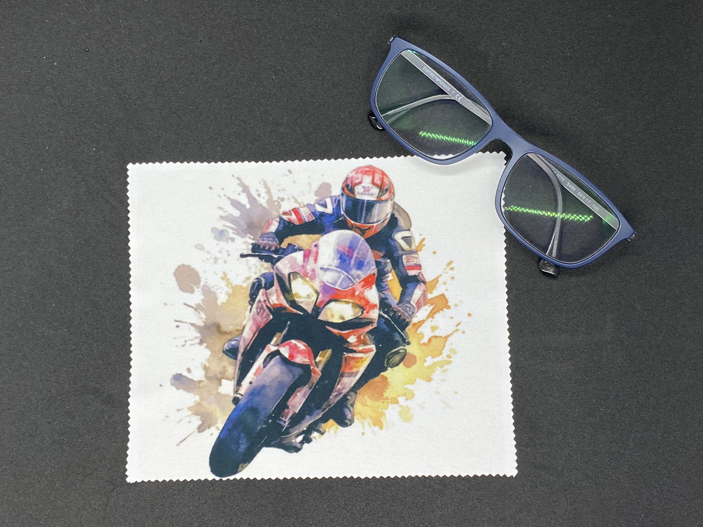Mikrofasertuch für Scheiben und Gläser "Motorrad"