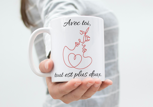 Mug Saint-Valentin "Avec toi, tout est plus doux"