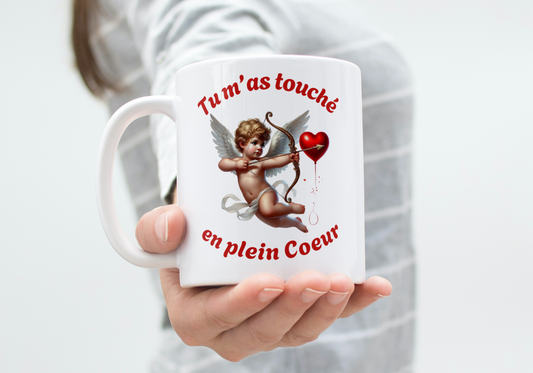 Mug Saint-Valentin "Tu m'as touché en plein Coeur ❤️"