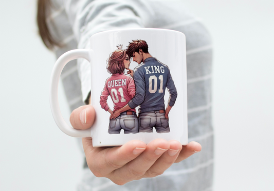 Mug Saint-Valentin Queen et King "Je m'en fou de la Saint-Valentin, Moi je t'aime tous les jours"