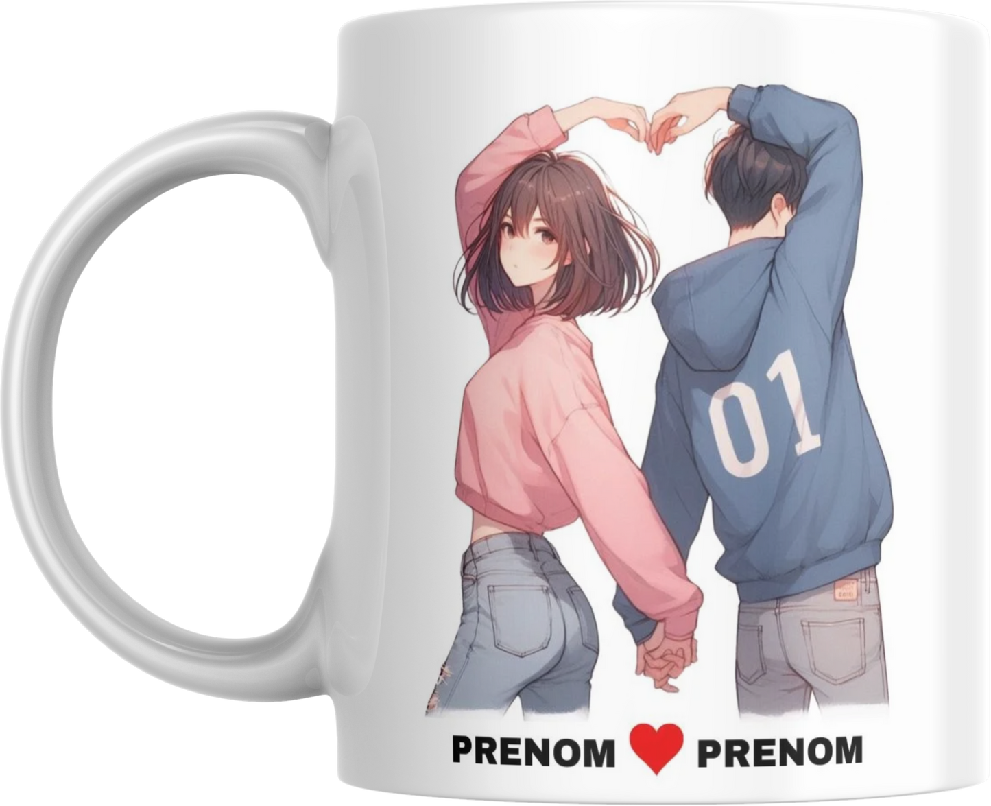Tasse zum Valentinstag für Paare mit Vornamen „Der Valentinstag ist mir egal, ich liebe dich jeden Tag“