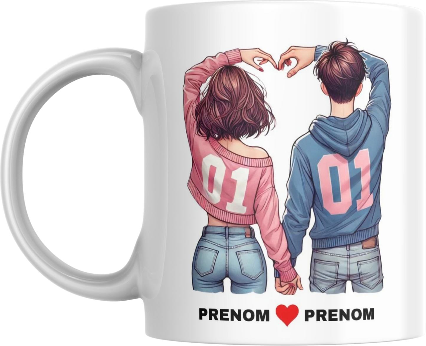 Tasse zum Valentinstag für Paare mit Vornamen „Der Valentinstag ist mir egal, ich liebe dich jeden Tag“