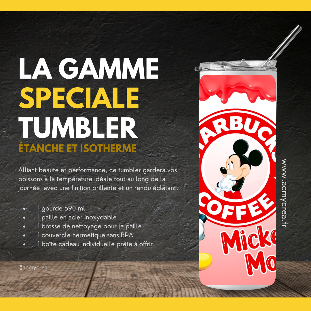 Gourde Tumbler isotherme - Esprit Café & Icône Souriante