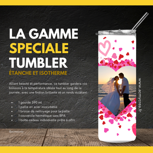 Gourde Tumbler isotherme - Amour & Photo Personnelle