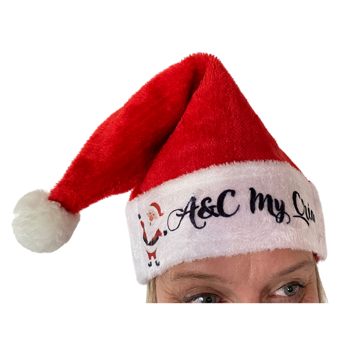 Weihnachtsmannmütze in Samtoptik zum Personalisieren mit dem Vornamen