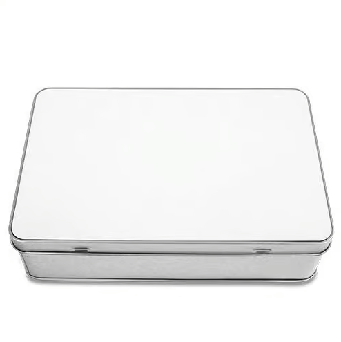 Boîte à biscuits rectangulaire en métal - personnalisable avec vos photos, designs, prénom, texte