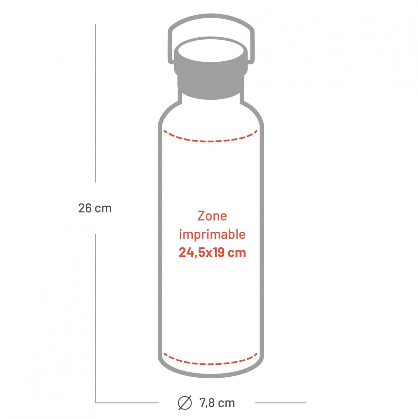 Bouteille - Gourde isotherme 750 ml inox bambou "Toujours à 100% au travail" (A&C My Créa)