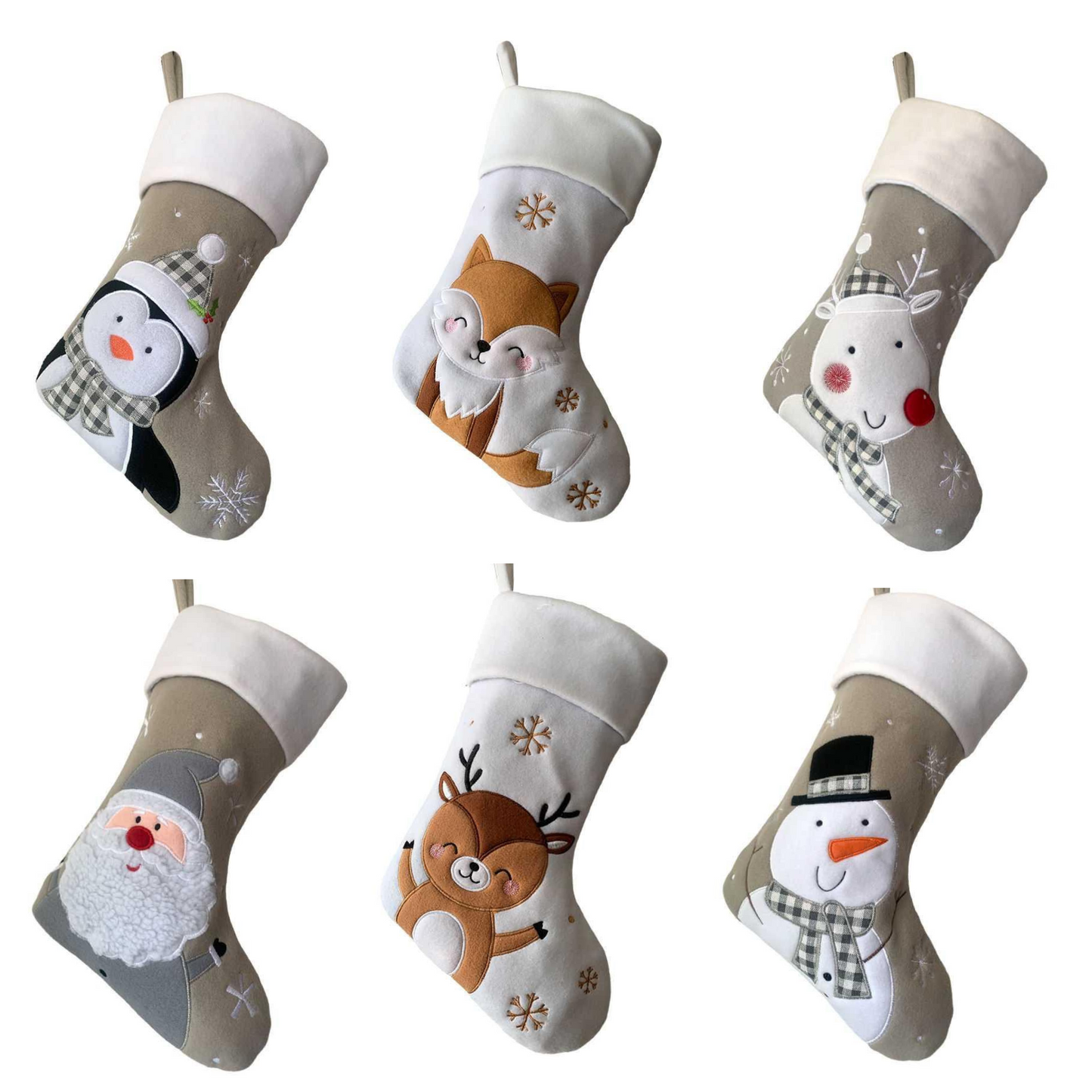 Personalisierter Weihnachtsstrumpf mit Vornamen (Weißes Rentier)