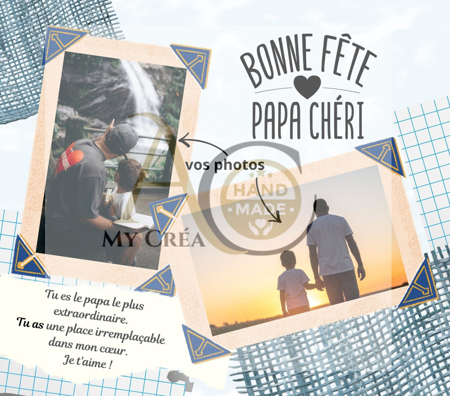 Tumbler Personnalisé Papa avec Photos – Gourde Isotherme 590 ml Fête des Pères (A&C My Créa)