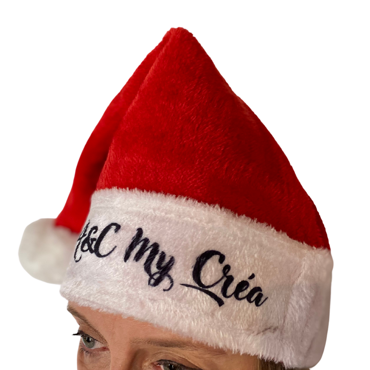 Weihnachtsmannmütze in Samtoptik zum Personalisieren mit dem Vornamen