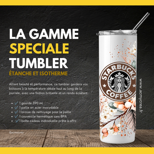 Tumbler Starbucks Floral – Élégance Café & Style Raffiné (A&C My Créa)