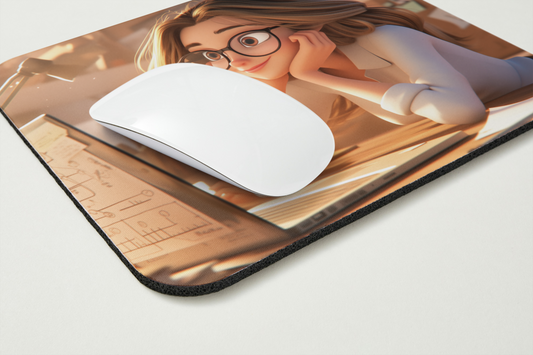Tapis de souris – Fille devant un Écran d’Ordinateur 💻 - Créativité & Concentration