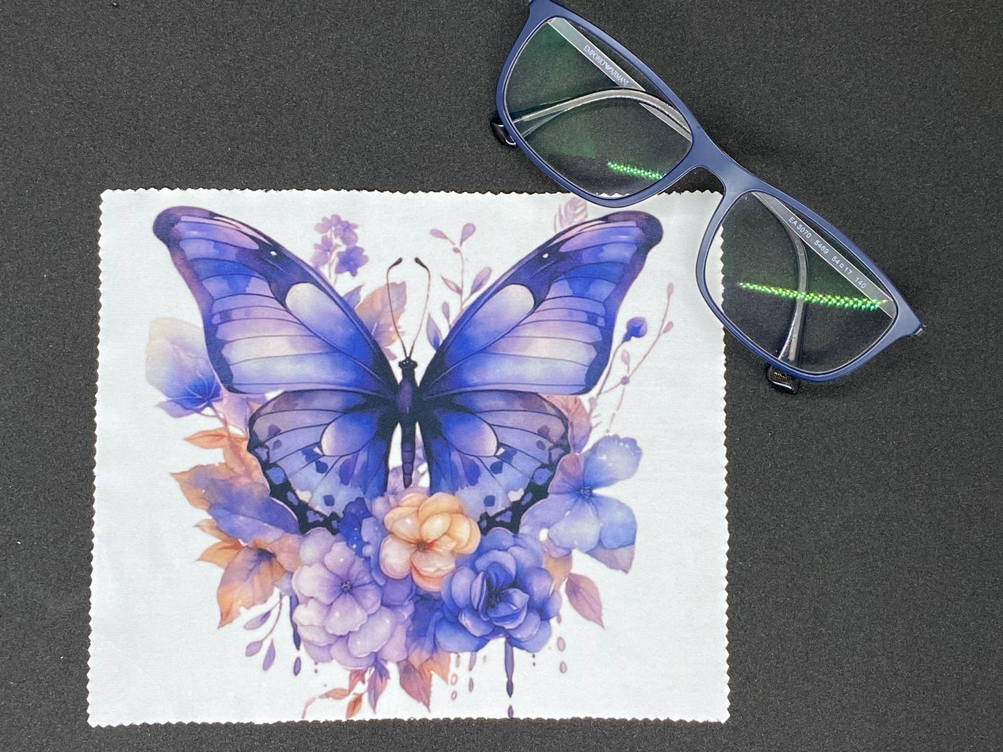 Microfiber cloth for screen and glasses "Butterfly and flower"