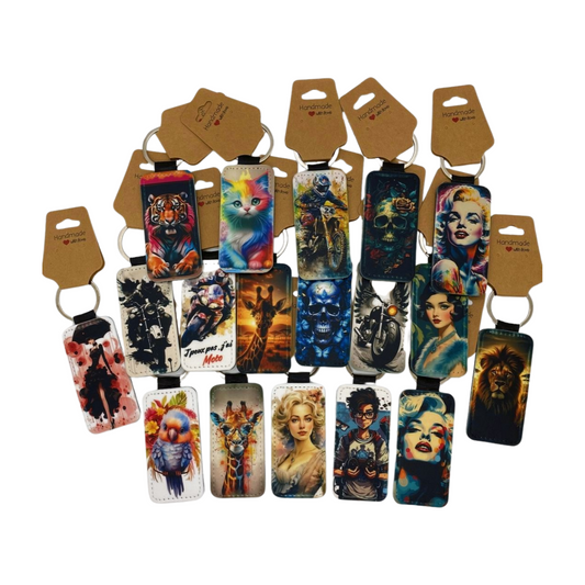 Porte-clé Tête de mort - Crâne sur fond noir