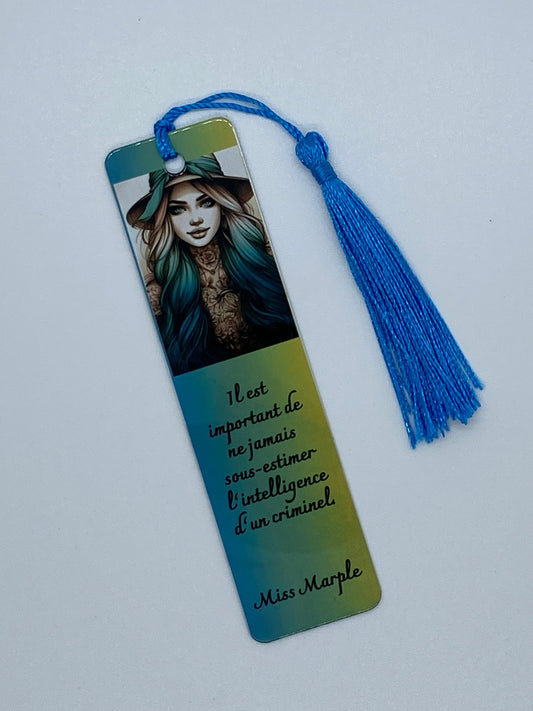 Marque-pages aluminium "Miss Marple"