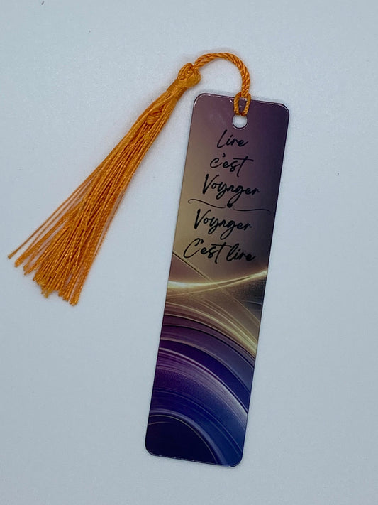 Marque-pages aluminium "Lire c'est voyager - Voyager c'est lire"