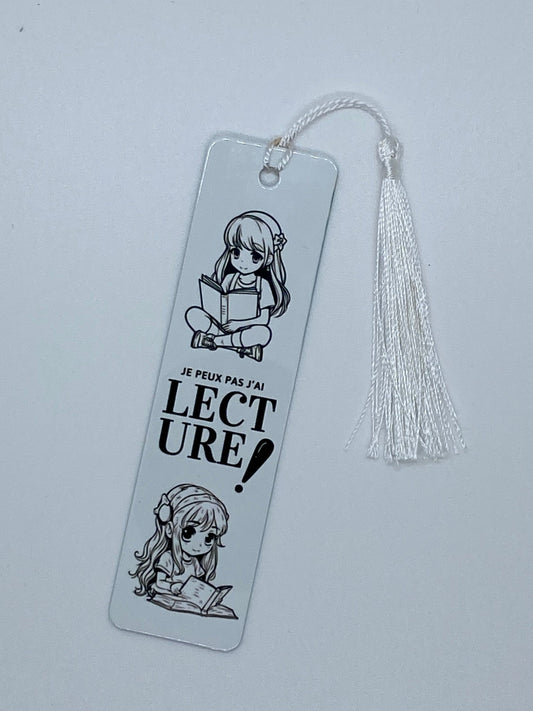 Marque-pages aluminium "Je peux pas, j'ai lecture !"