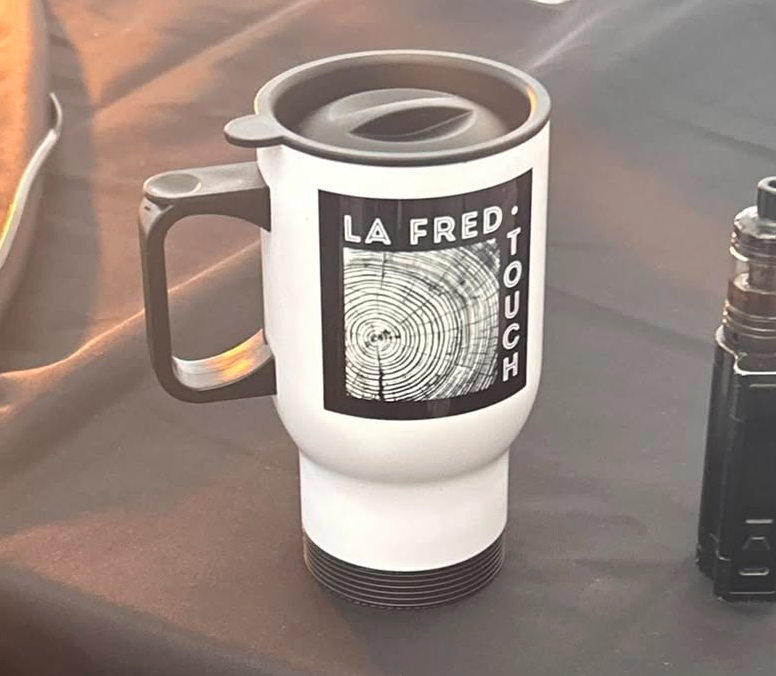 Thermosbecher - isoliertes Aluminium 450 ml "Kuh - Milch ist los, es ist Kaffeezeit!"