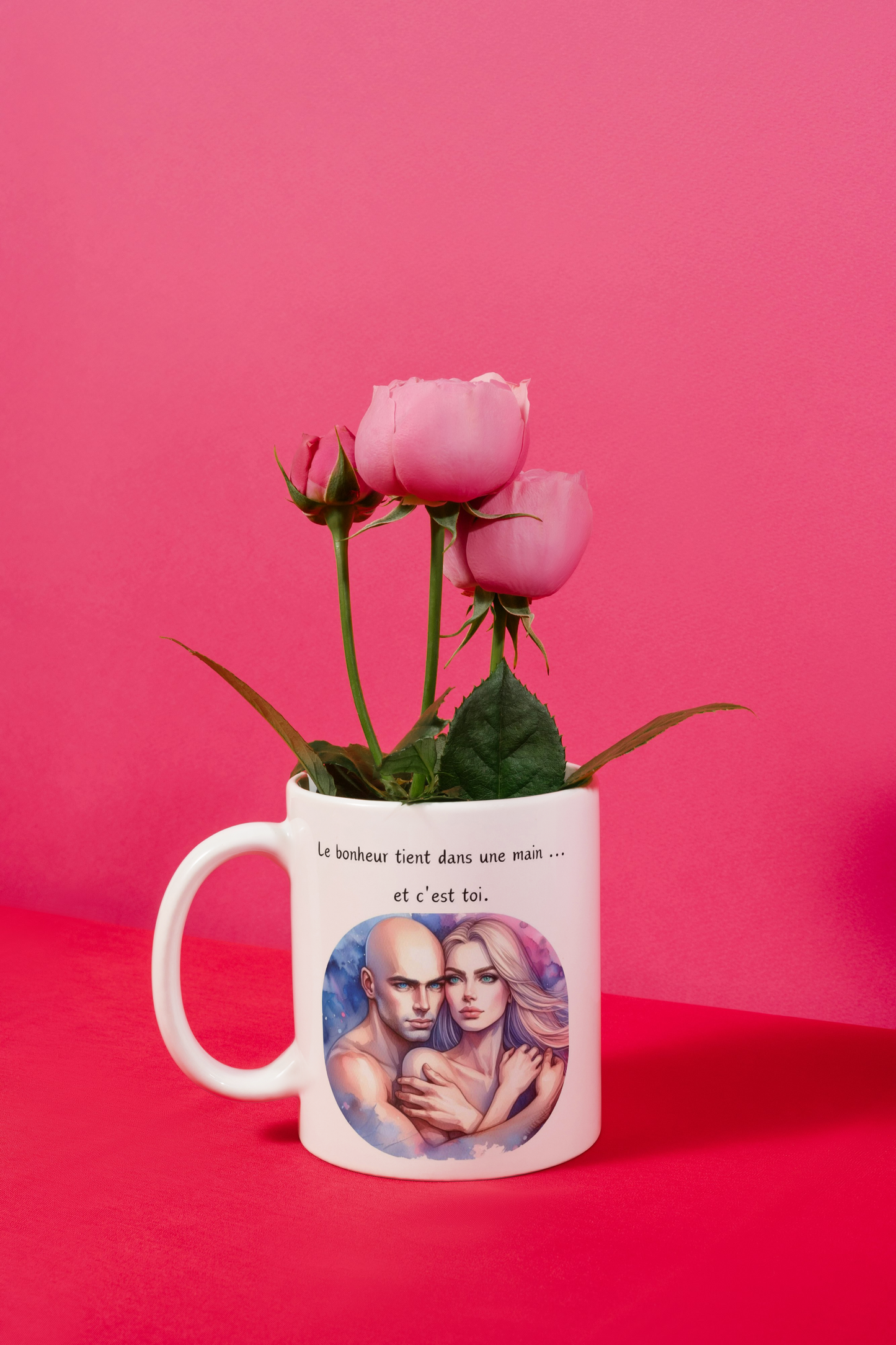 Mug Saint-Valentin "Le bonheur tient dans une main ... et c'est toi"