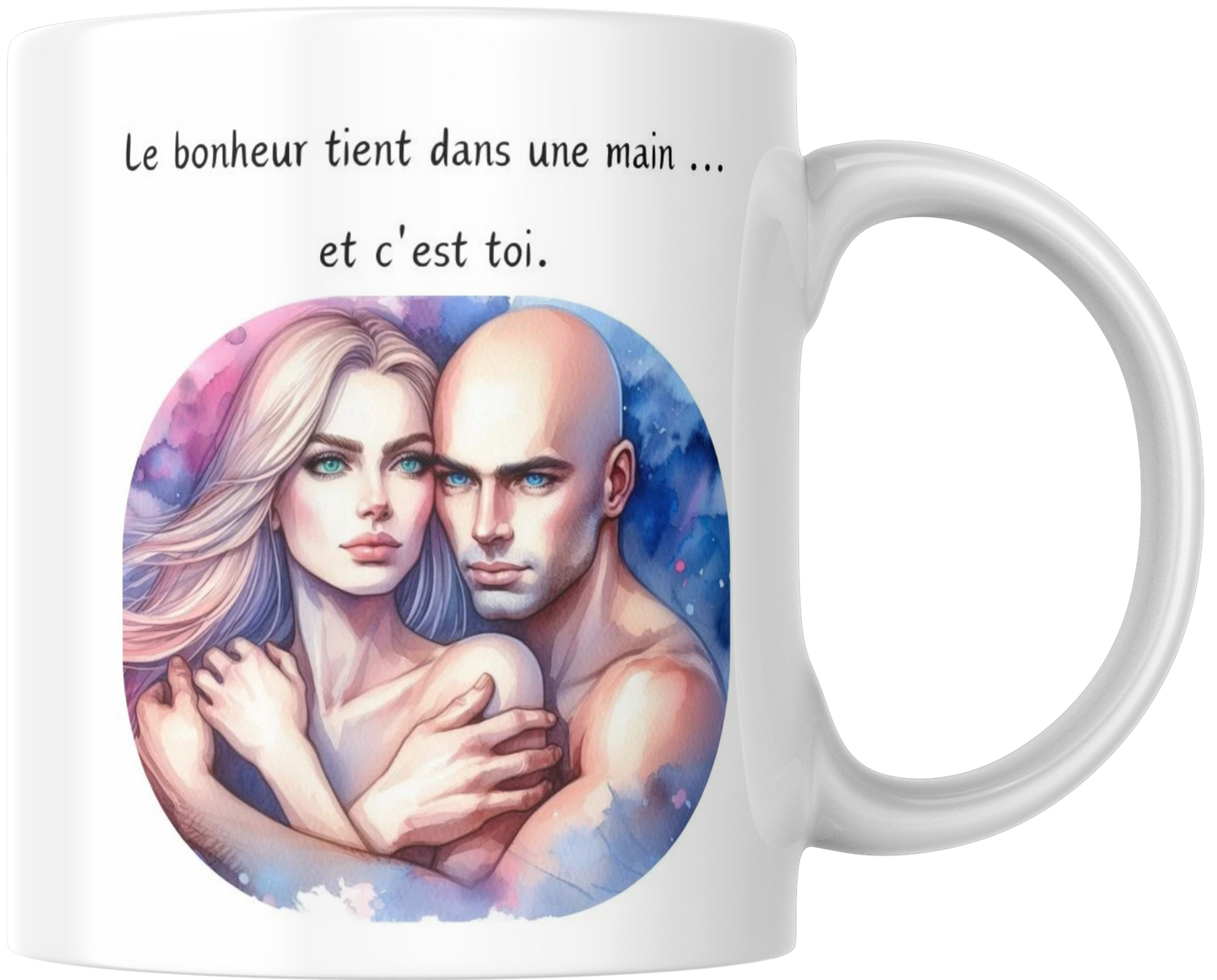 Mug Saint-Valentin "Le bonheur tient dans une main ... et c'est toi"