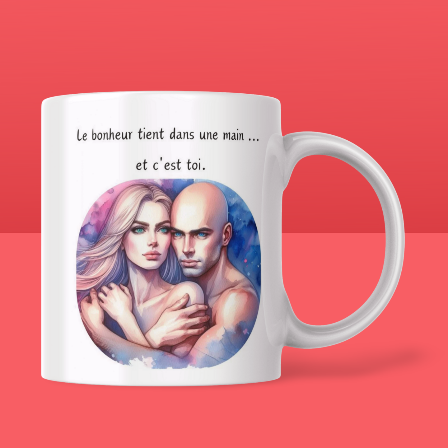 Mug Saint-Valentin "Le bonheur tient dans une main ... et c'est toi"