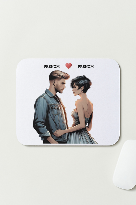 🎨 Tapis de souris – Couple Amoureux – Personnalisé avec vos Prénoms