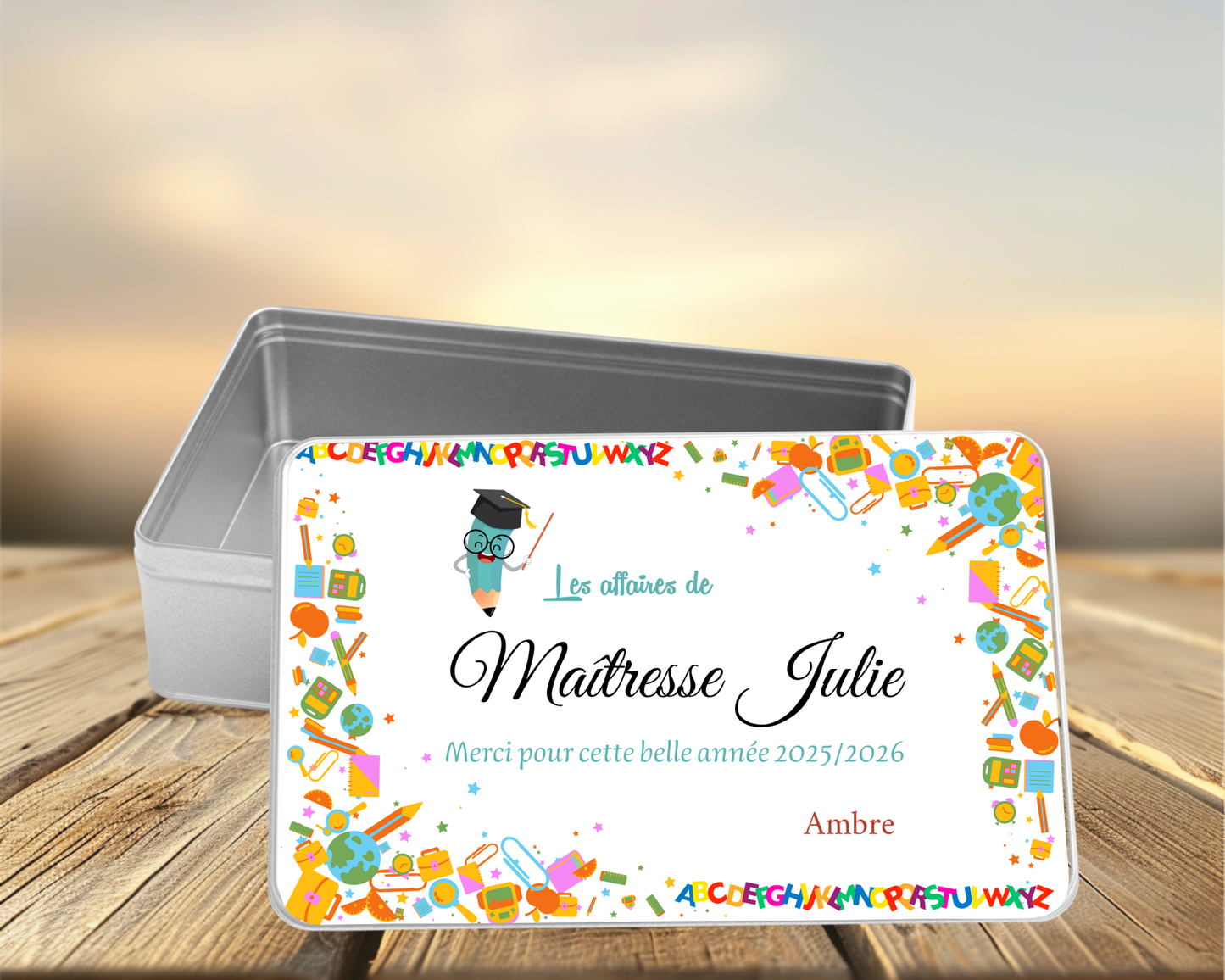 Boîte Métal Personnalisée Maîtresse - Maître Année Scolaire Cadeau (A&C My Créa)