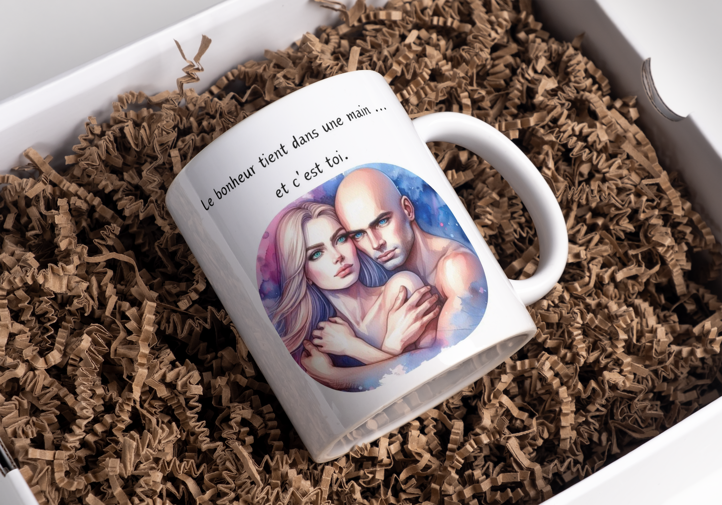 Mug Saint-Valentin "Le bonheur tient dans une main ... et c'est toi"