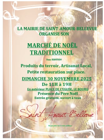 Saint Amour Bellevue (71) - Dimanche 30 novembre 2025 - Marché de Noël
