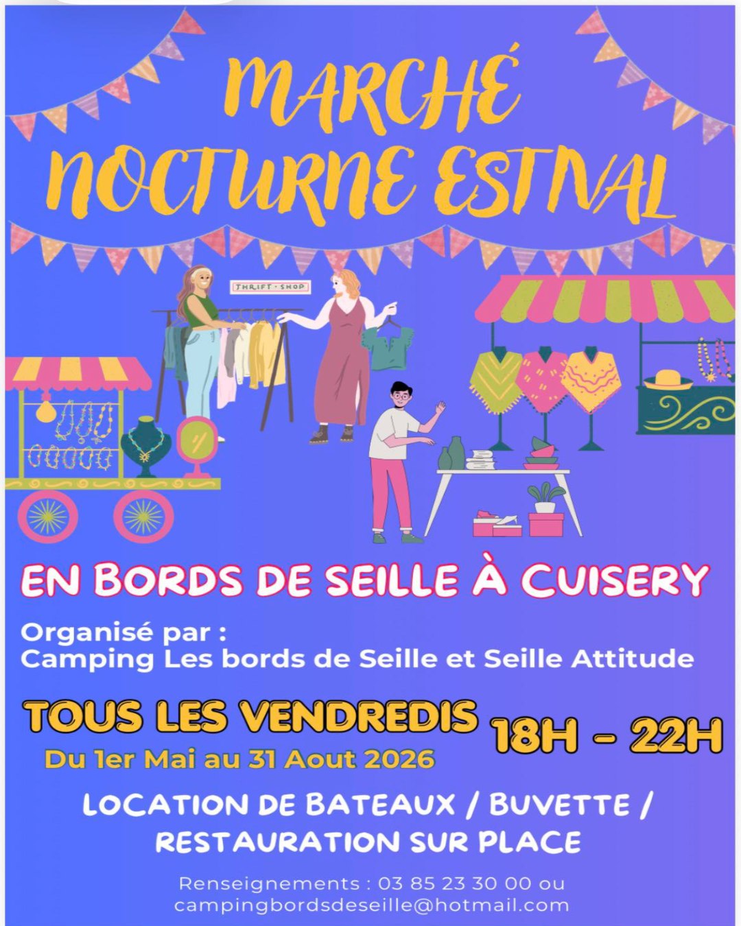 Cuisery (71) - Tous les vendredis jusqu'à Août -Marché nocturne estival
