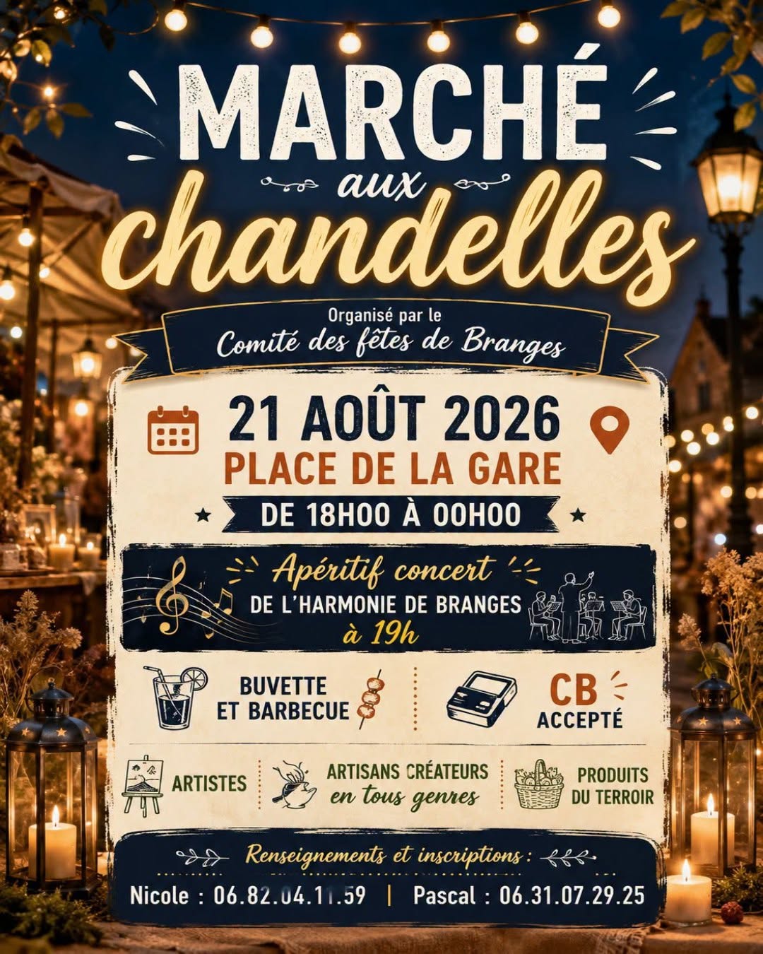 Branges (71) - Vendredi 21 Août 2026 - Marché aux chandelles