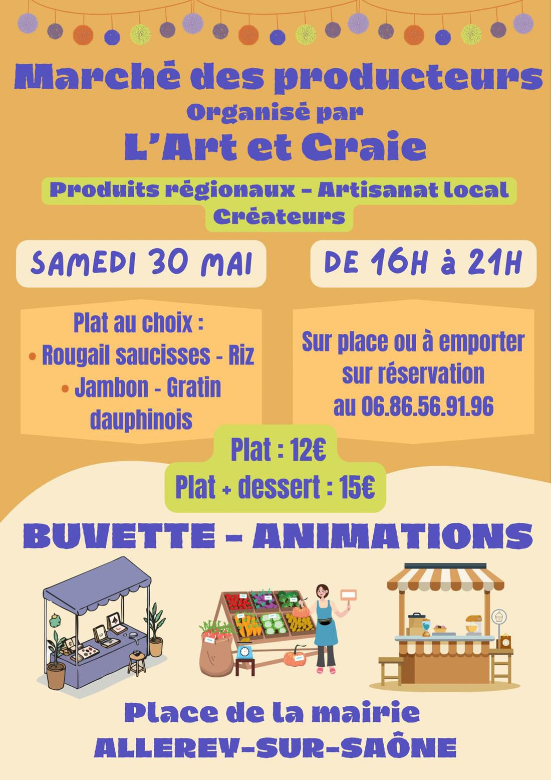 Allerey-sur-Saône - Samedi 30 mai 2026 - Marché des producteurs : artisanat local, créations uniques et cadeaux personnalisés
