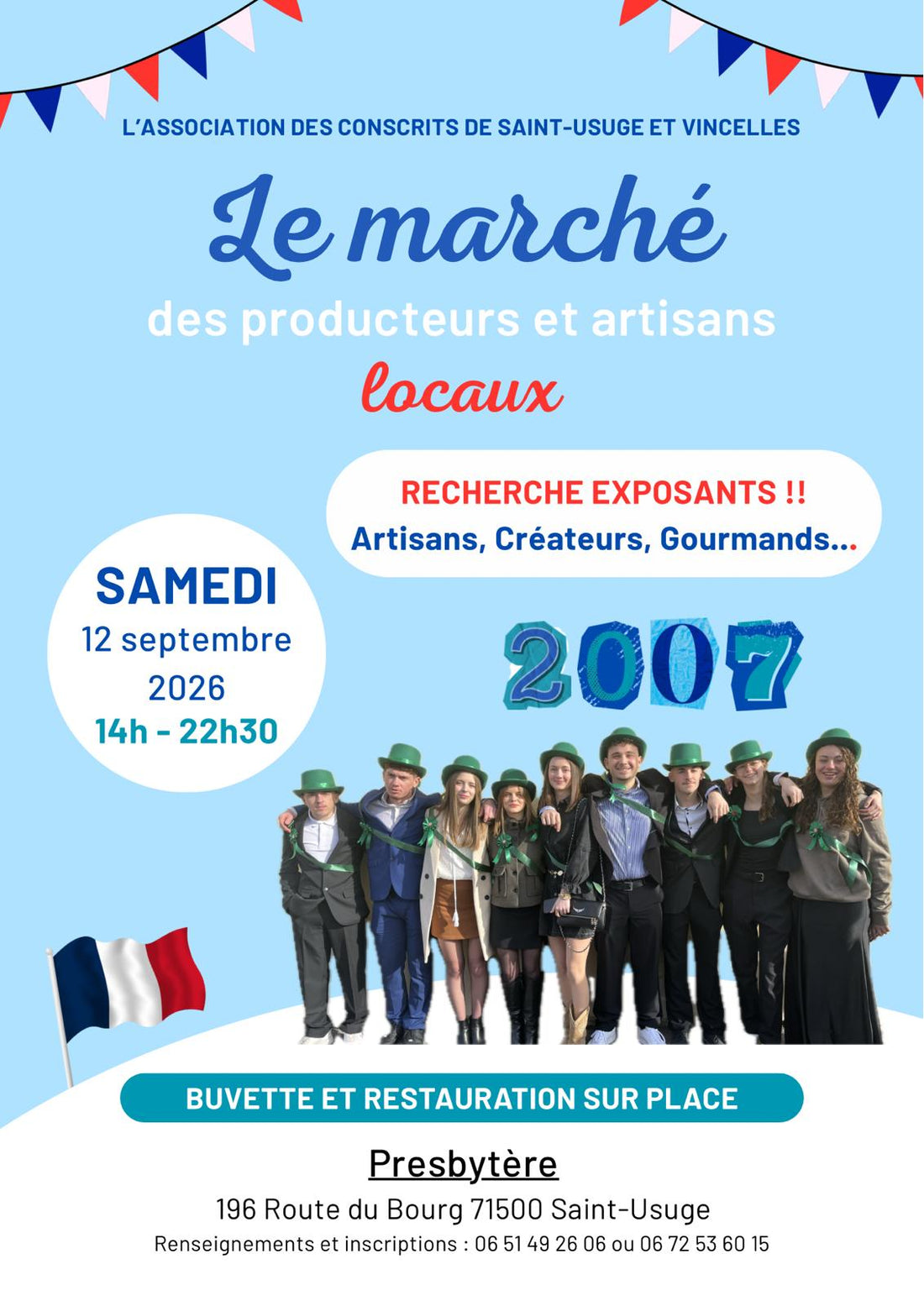 Saint-Usuge (71) - Samedi 12 septembre 2026 - Marché des producteurs et artisans