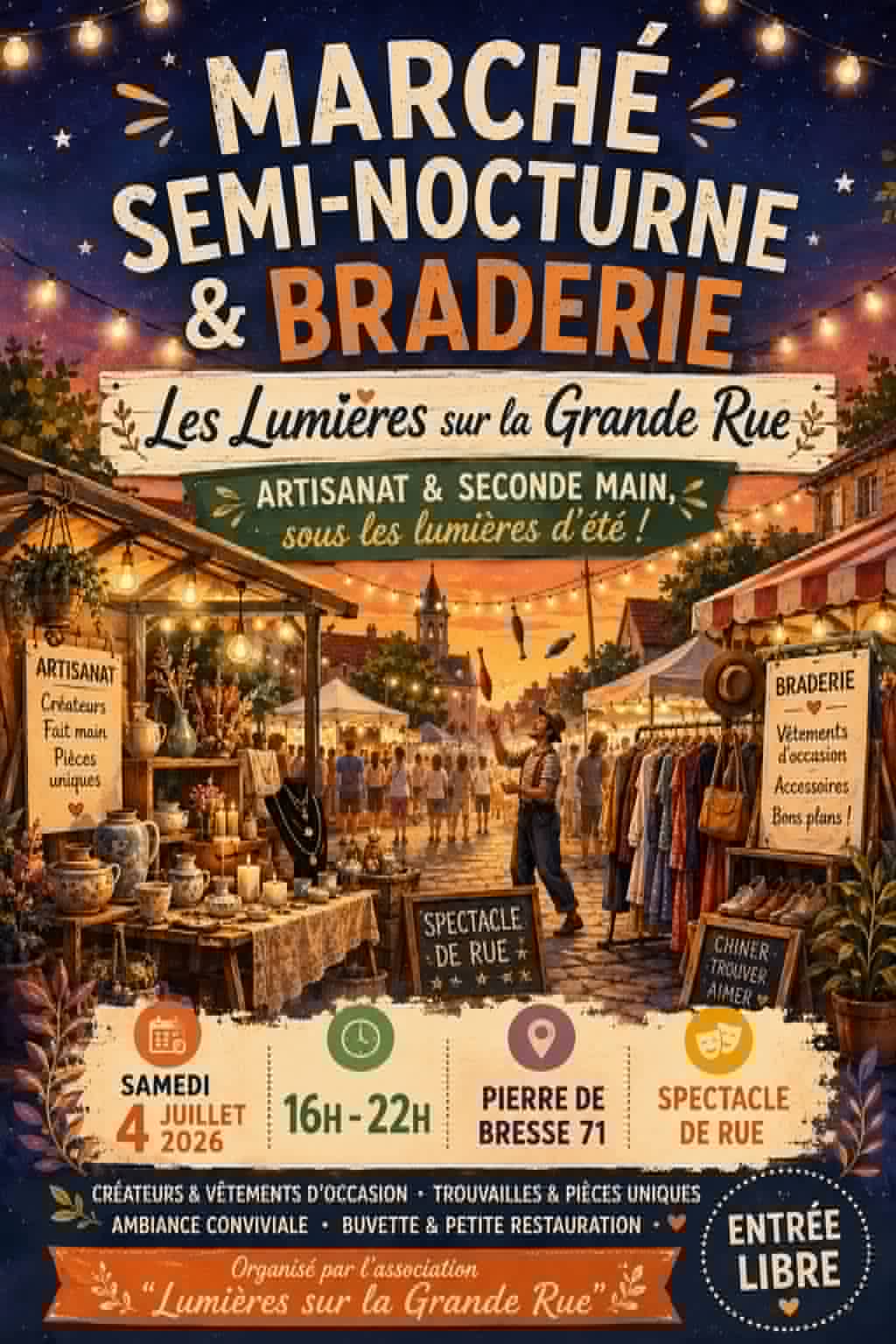 Pierre de Bresse (71) - Samedi 04 juillet 2026 - Marché Semi-Nocturne