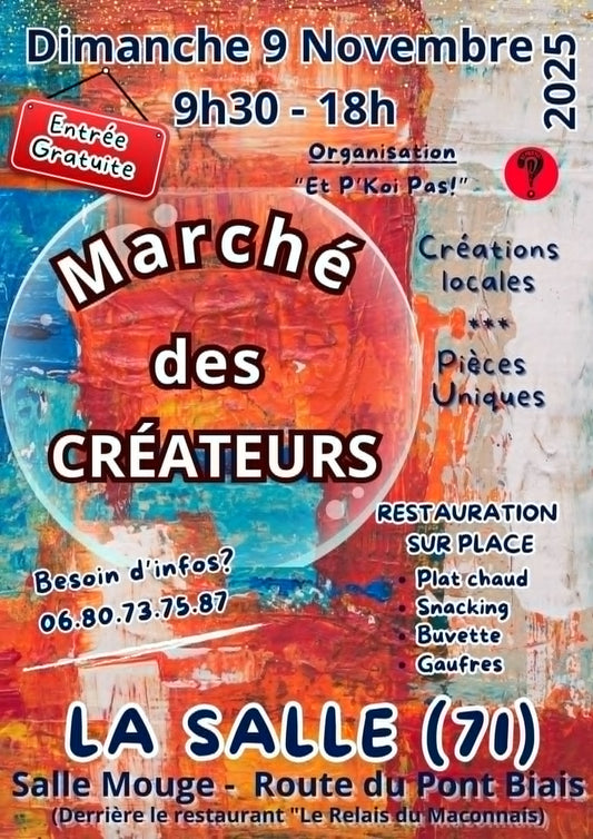 LA SALLE (71) - Dimanche 9 novembre 2025 - Marché des créateurs Salle Mouge
