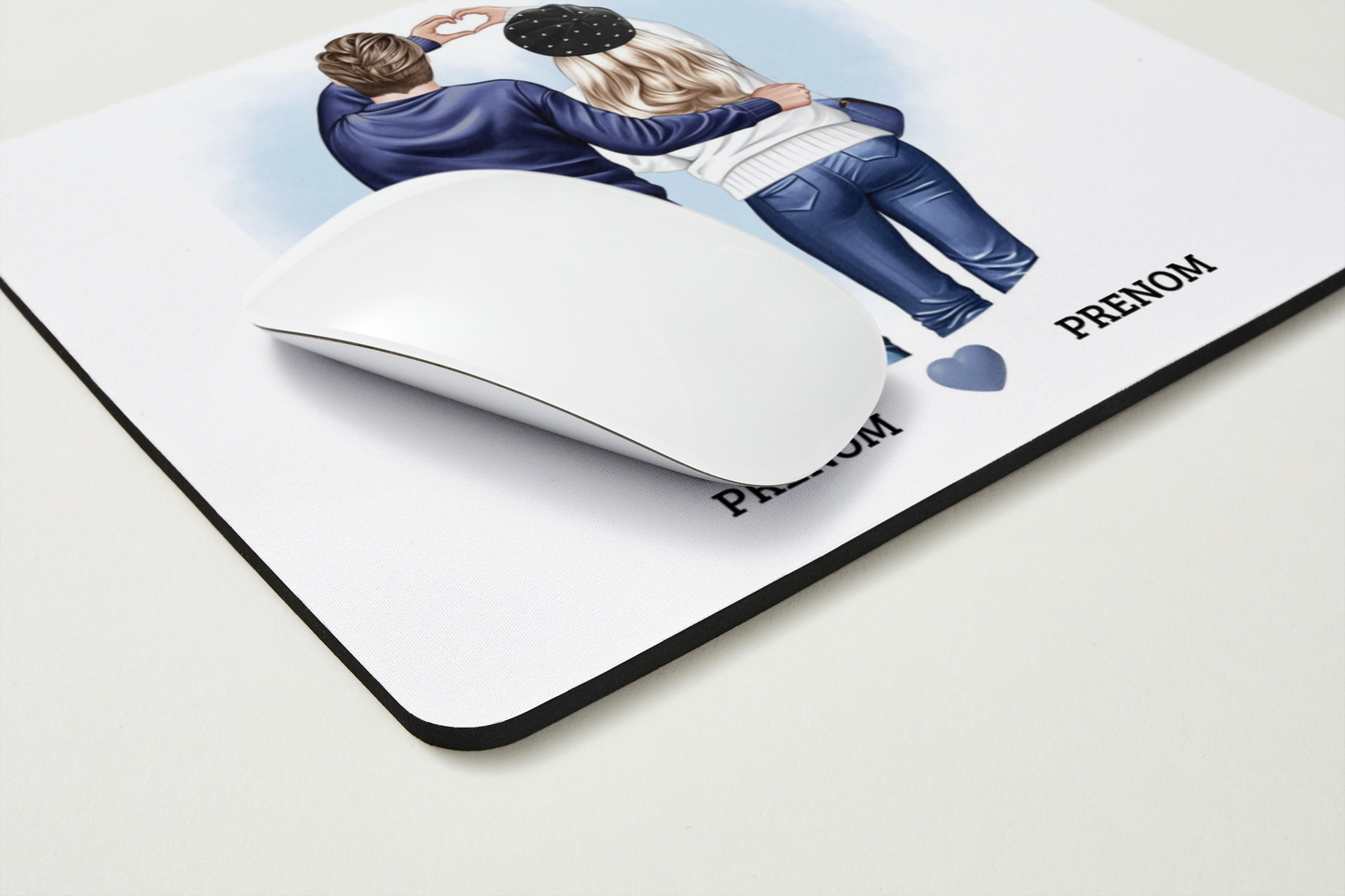 🎨 Tapis de souris – 🎨 Tapis de souris – Couple Cœur avec les mains – Personnalisé avec vos Prénoms