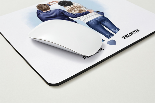 🎨 Tapis de souris – 🎨 Tapis de souris – Couple Cœur avec les mains – Personnalisé avec vos Prénoms