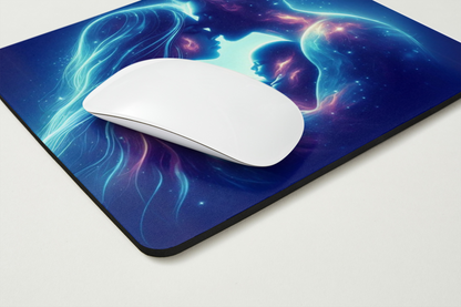 Tapis de souris - Couple avec bébé sur fond bleu