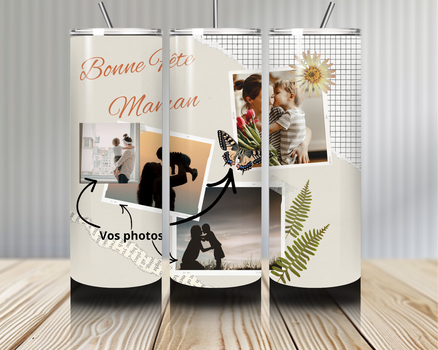 Tumbler Bonne Fête Maman Personnalisé – Cadeau Original 590 ml (A&C My Créa)