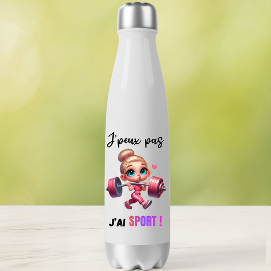 Bouteille - Gourde isotherme en inox - Fitness Girl Fun (Design A&C My Créa)