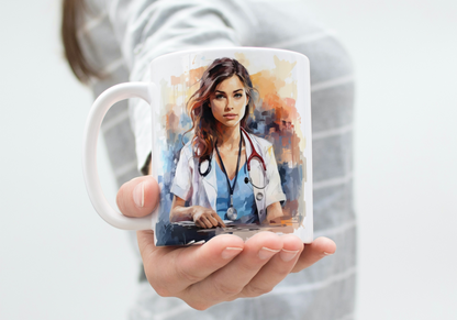 Mug humour & vocation - Infirmière perfusée au café