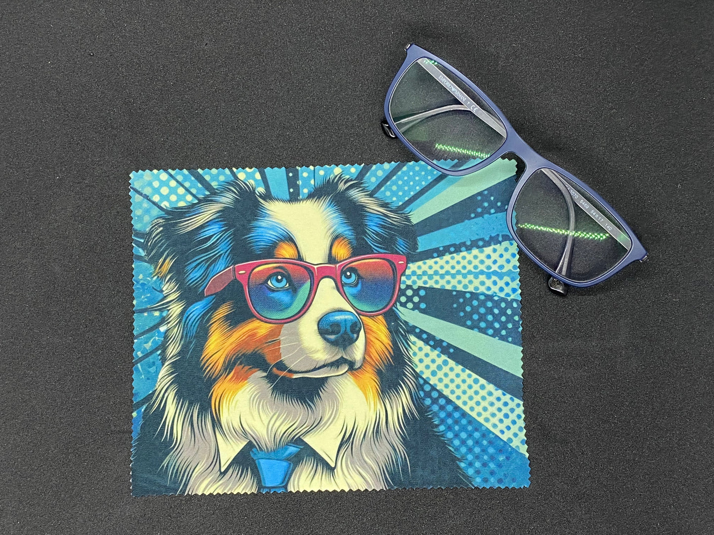 Lingette microfibre pour écran et lunette "Chien Border Pop Art"