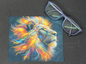 Lingette microfibre pour écran et lunette "Lion multicolore"