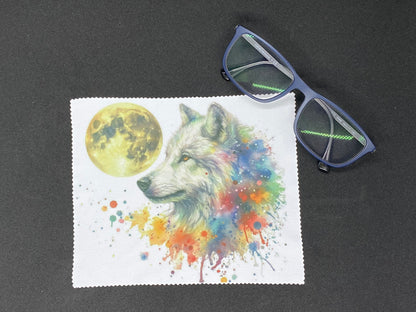 Lingette microfibre pour écran et lunette "Loup et Lune"