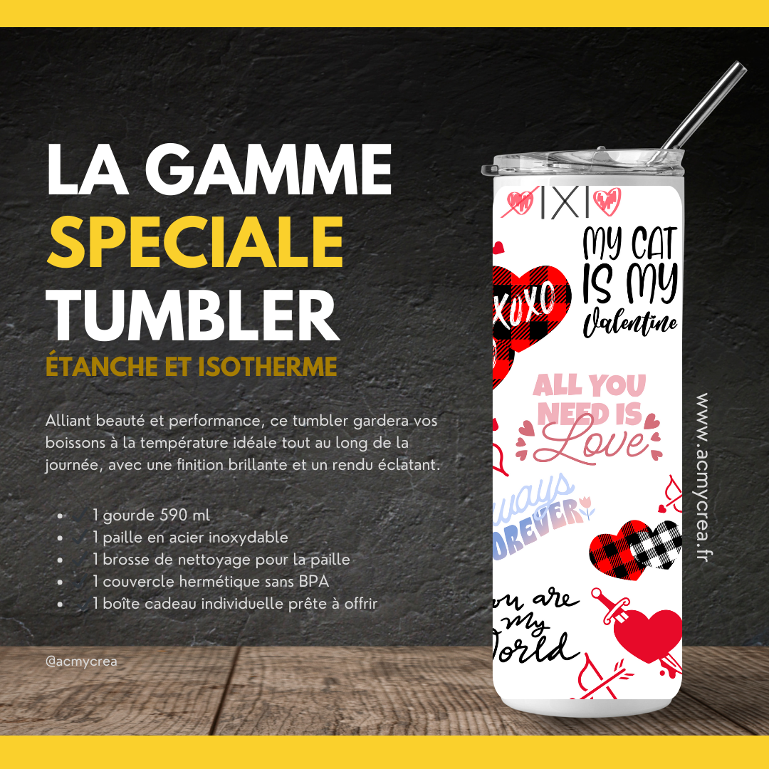 Gourde Tumbler isotherme - "My Valentine, My Love"