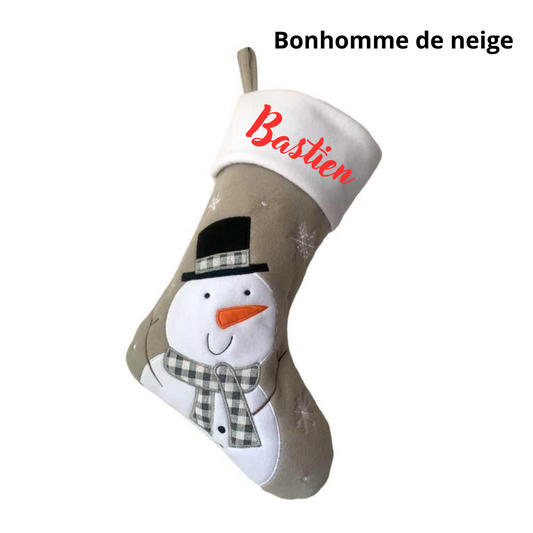 Personalized Christmas stocking with first name (Snowman)