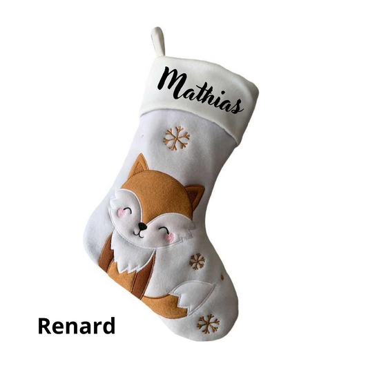 Personalized Christmas stocking with first name (Fox)