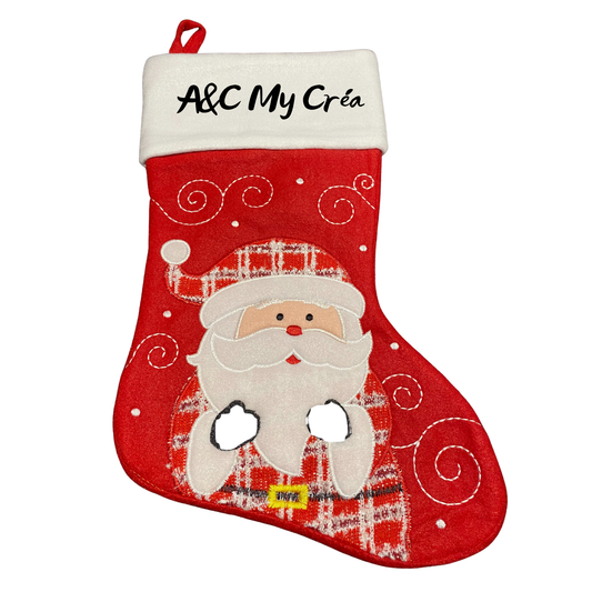 Chaussette de Noël Rouge avec Père Noël – Personnalisable avec prénom