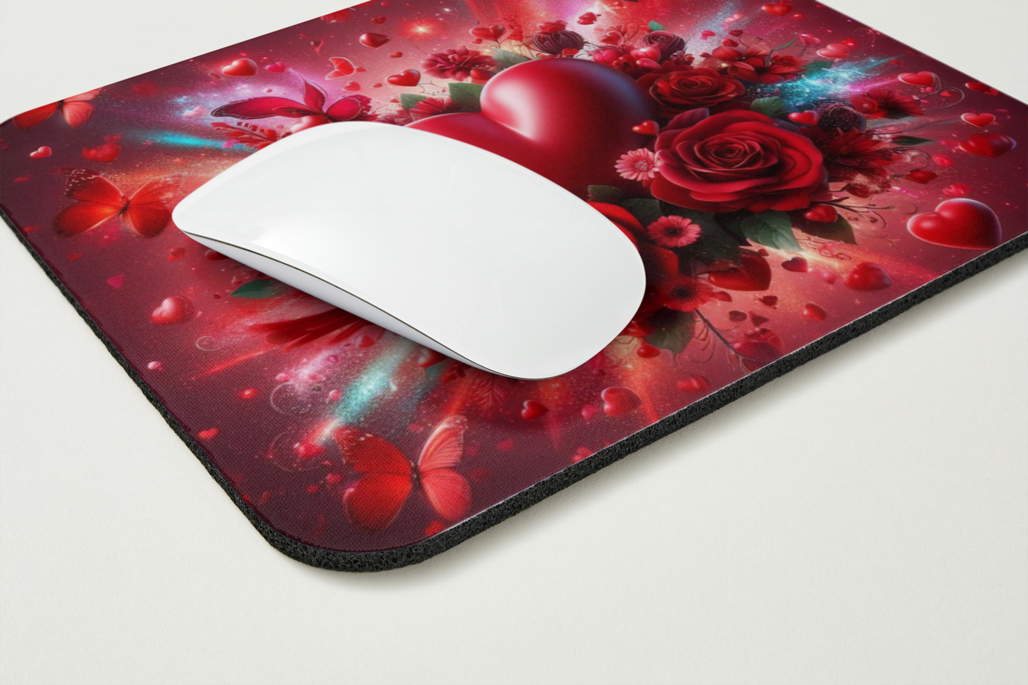 🎨 Tapis de souris – Je T’aime – Cœur Romantique &amp; Roses Enchantées