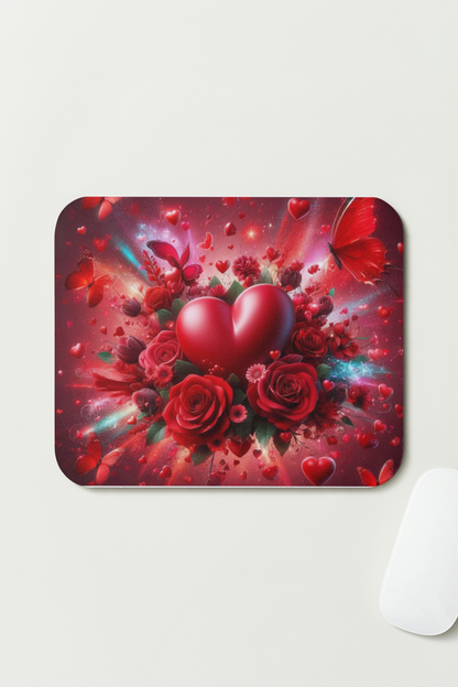 🎨 Tapis de souris – Je T’aime – Cœur Romantique &amp; Roses Enchantées